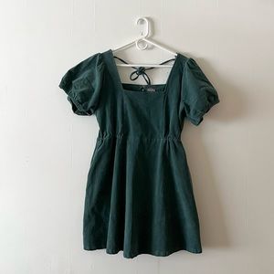 ARULA Forest Green Corduroy Square Neck Mini Dress Size 1X